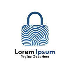 fingerprint padlock logo template illustration