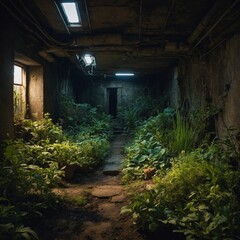 A hidden underground garden with rare plants
