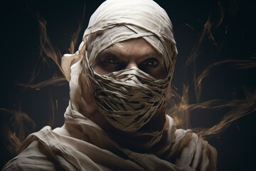 Unveil the mystery of the mummy in this enchanting Halloween hero content with a beautiful face.