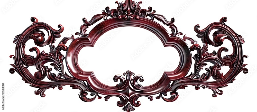 Poster antique red frame isolated on white background. with copy space image. Place for adding text or design
