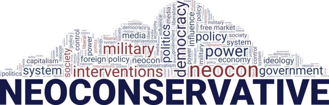 Neoconservative word cloud conceptual design isolated on white background.