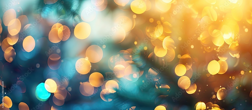 Aufkleber abstract blur colorful of light bokeh from backdrop of christmas celebration light decoration at home interior. with copy space image. Place for adding text or design