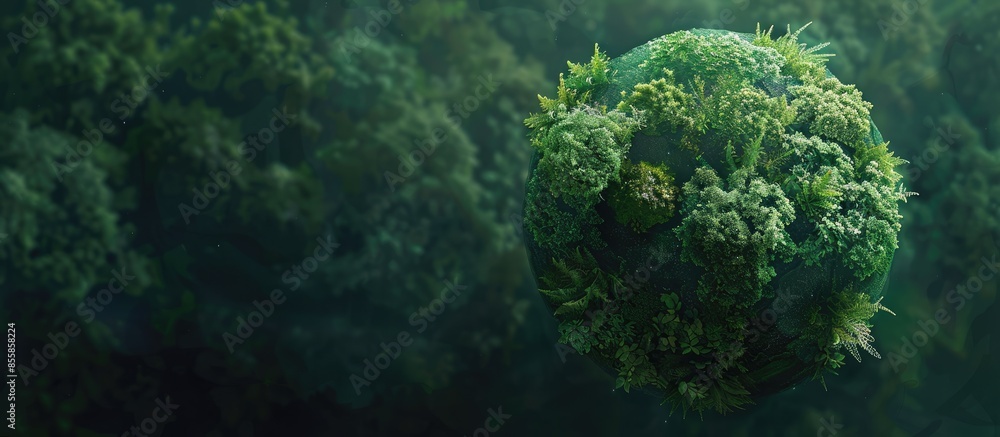 Poster Green world ball covered in trees. Copy space image. Place for adding text or design
