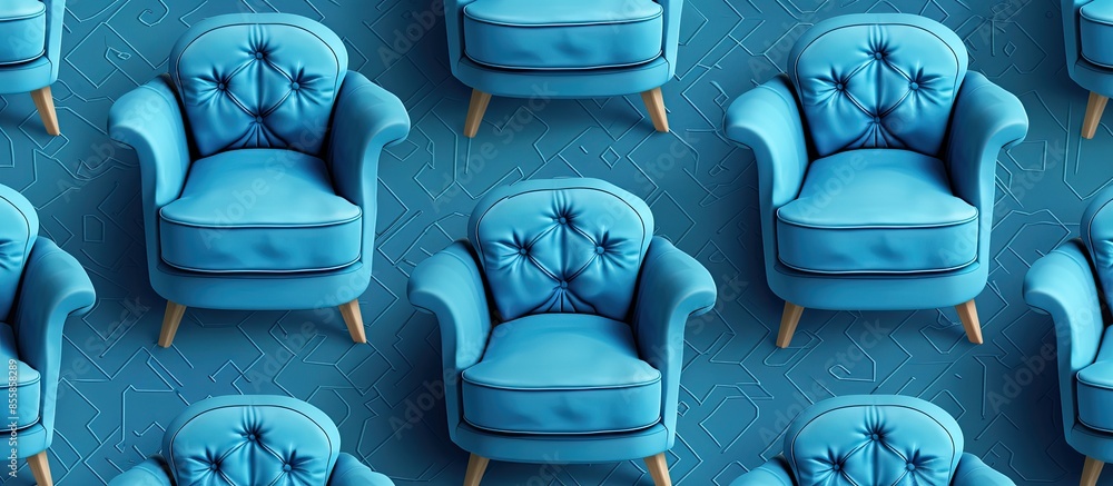 Aufkleber Modern chair pattern seamless blue repeat for any use. with copy space image. Place for adding text or design