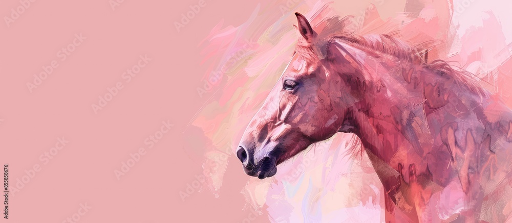 Poster horse pastel background  Isolated  Nature  transparent  Animal. with copy space image. Place for adding text or design