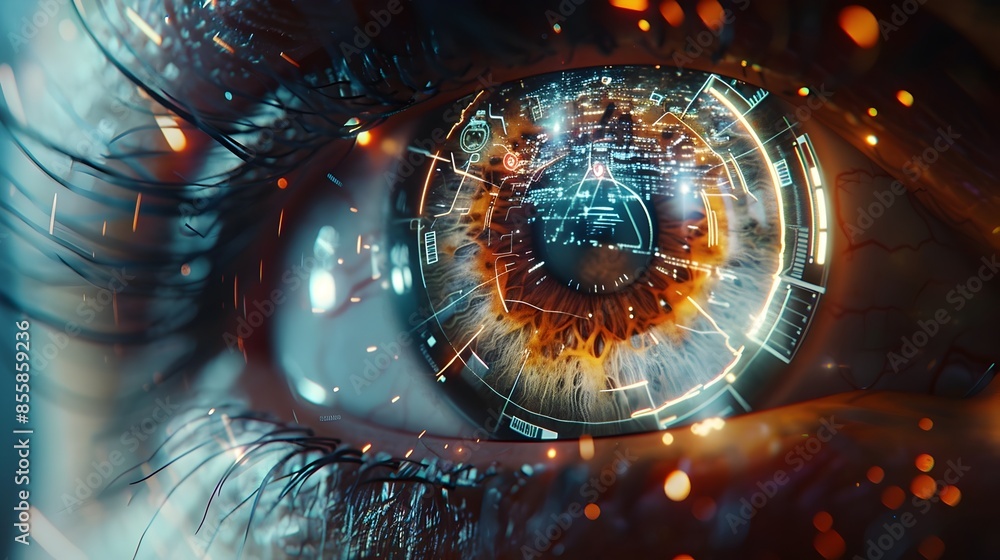 Poster biometric eye scanning system for high tech security and authentication concepts