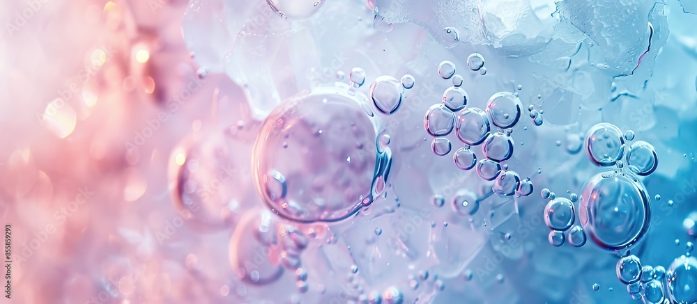 Aufkleber beautiful structure of pure transparent ice with frozen air bubbles pastel background. with copy space image. Place for adding text or design