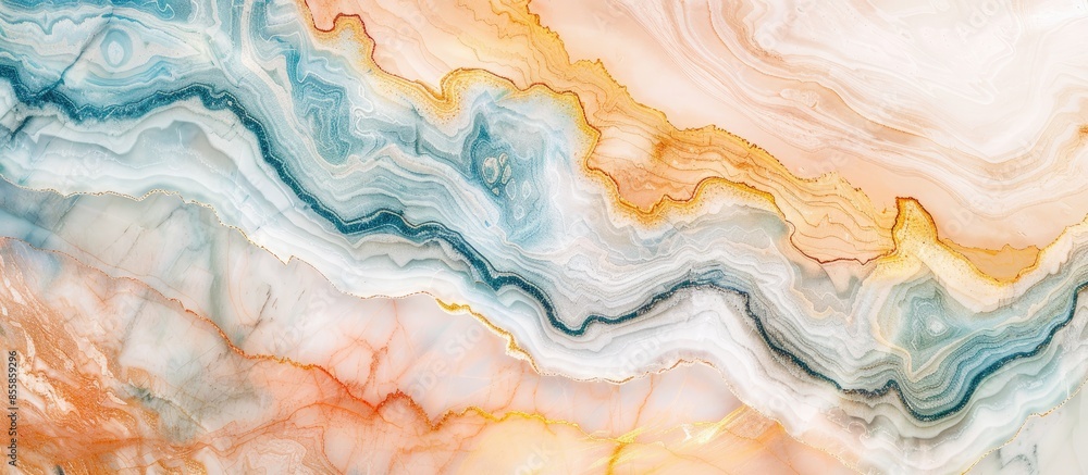 Poster Colorful wave marble texture wall and floor decorative tiles design pattern texture background,. with copy space image. Place for adding text or design