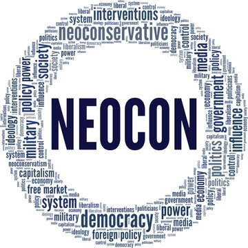 Neocon word cloud conceptual design isolated on white background.