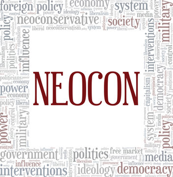 Neocon word cloud conceptual design isolated on white background.