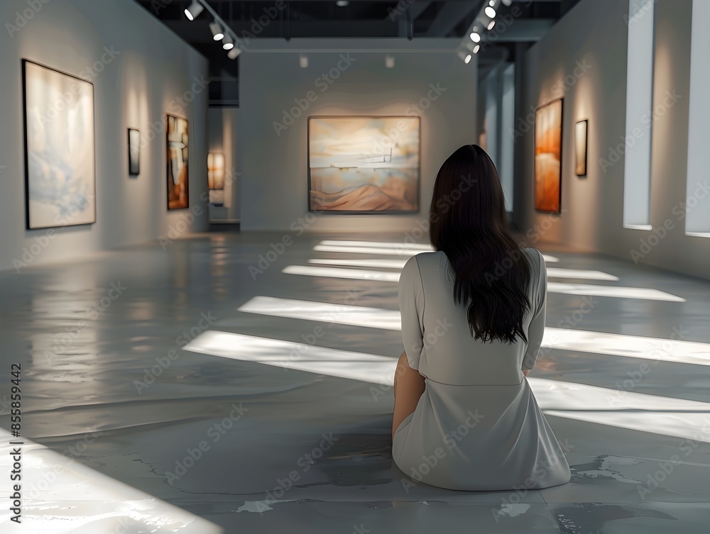Poster captivating ai driven art gallery with dynamic exhibits tailored to viewer preferences