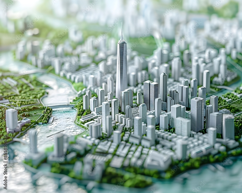 Poster futuristic virtual city planning with efficient 3d models and simulations for sustainable urban deve