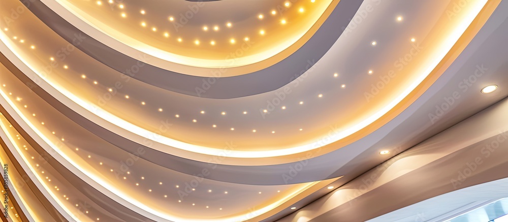 Aufkleber Ceiling design with lighting decorations. with copy space image. Place for adding text or design