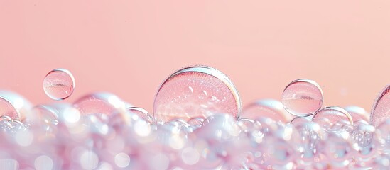 Fototapeta premium Close up to row of air bubble , isolated on pastel background. with copy space image. Place for adding text or design