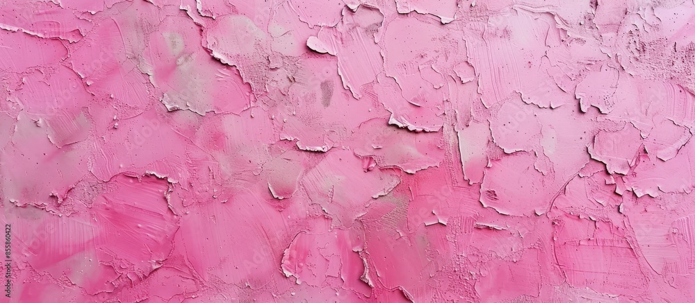 Poster texture stain of plastered on pink cement wall, surface rough of concrete wallpaper background. with