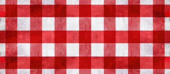 Seamless red checkered plaid fabric pattern texture. Modified stripes consisting of crossed horizontal and vertical lines.Seamless picnic pattern. Copy space image. Place for adding text or design