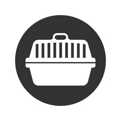 Pet carry case icon isolated on white background. Carrier for animals, dog and cat. Container for animals. Animal transport box. Set icon in color square buttons. Vector