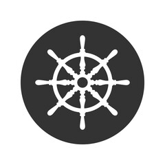 Obraz premium Ship and Boat Helm Steering Wheel and Illustration Logo Symbol