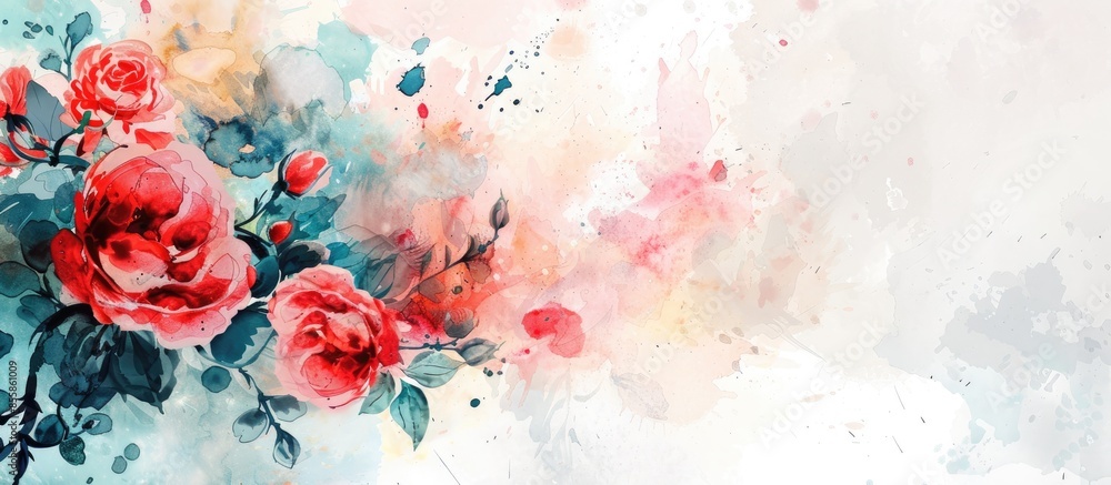 Aufkleber Believe Quote Background with Watercolor Flower Frame. Wall Art Print With Christian Message. Copy space image. Place for adding text or design
