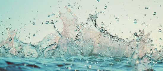 Water splash,water splash Isolated on pastel background,blue water splash,water,. with copy space image. Place for adding text or design