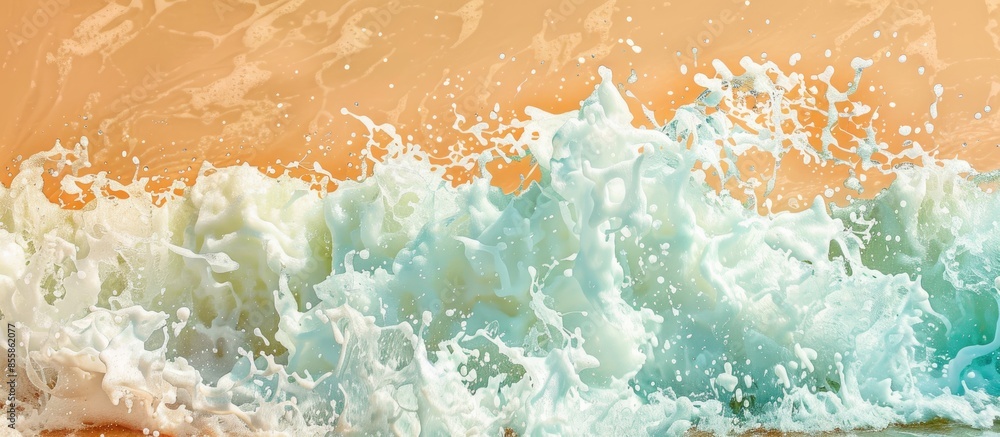 Fototapete spray from a wave at the beach pastel background . with copy space image. place for adding text or d