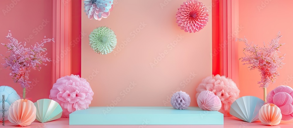 Leinwandbilder of set decoration isolated on pastel background . with copy space image. place for adding text or de