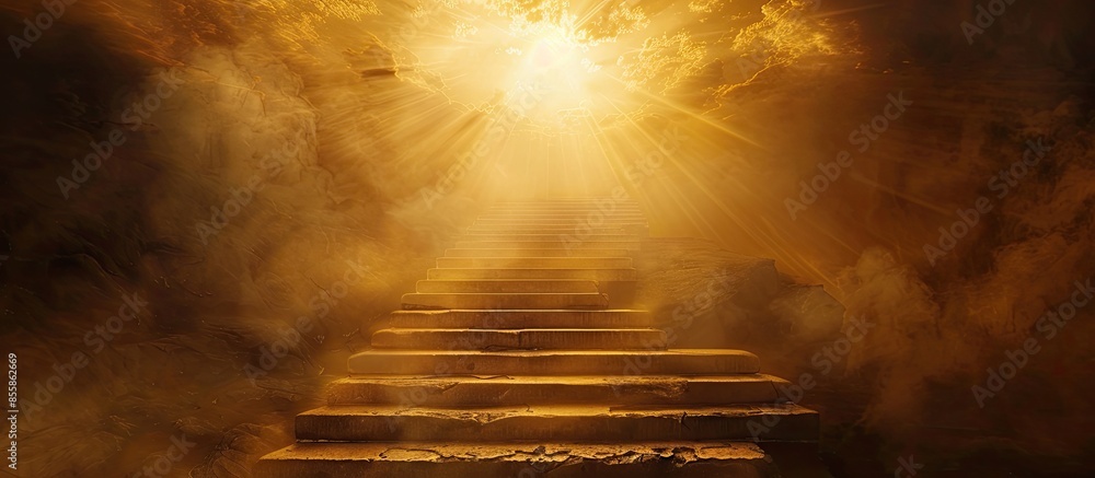 Aufkleber Ethereal golden stairway to heaven. Copy space image. Place for adding text or design