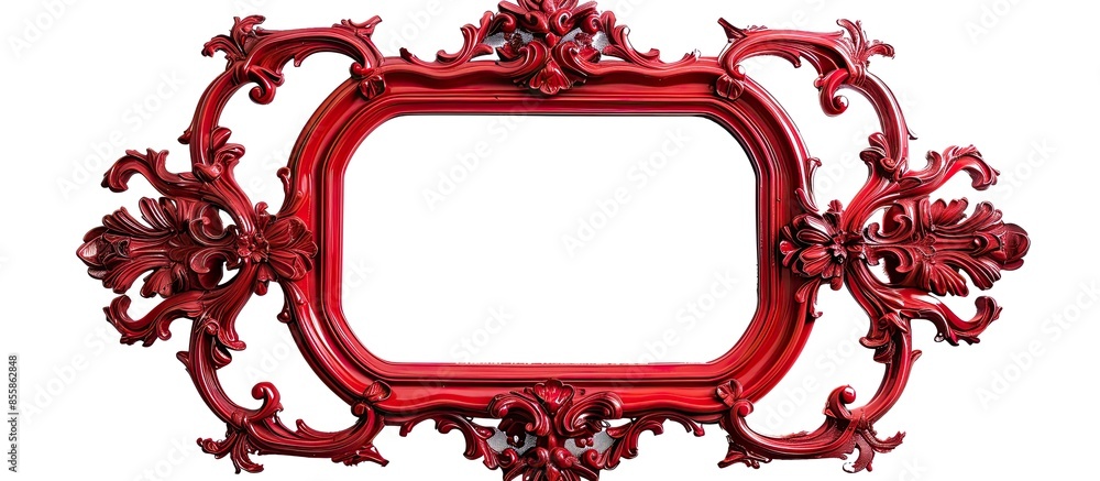 Poster antique red frame isolated on white background. with copy space image. Place for adding text or design
