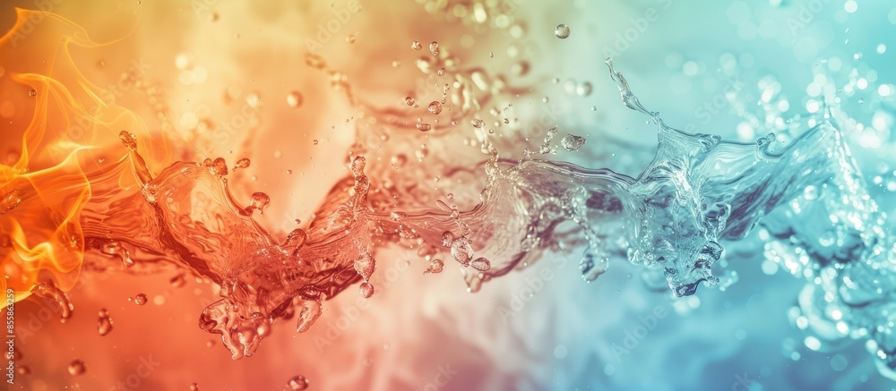Aufkleber water and fire on a pastel background  Abstract  Water. with copy space image. Place for adding text or design
