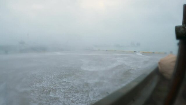 Wild Wind And Rain In Hurricane Eyewall Lash Port - Muifa