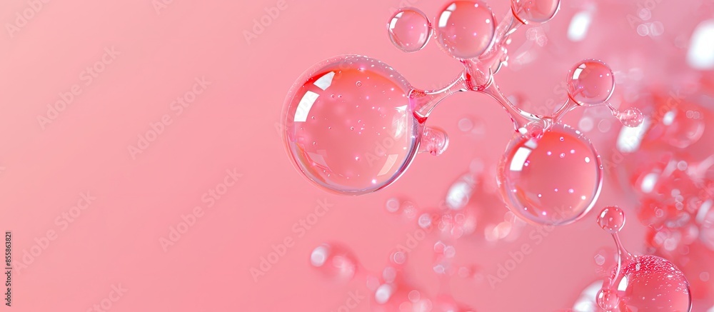 Poster hyaluronic acid molecules for skin hydration and anti wrinkle effects. with copy space image. place 