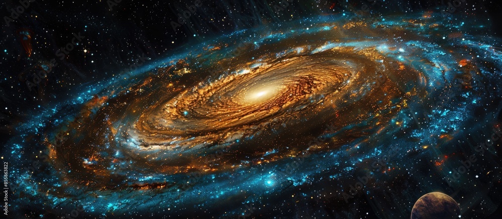 Poster the spiral galaxy. with copy space image. Place for adding text or design