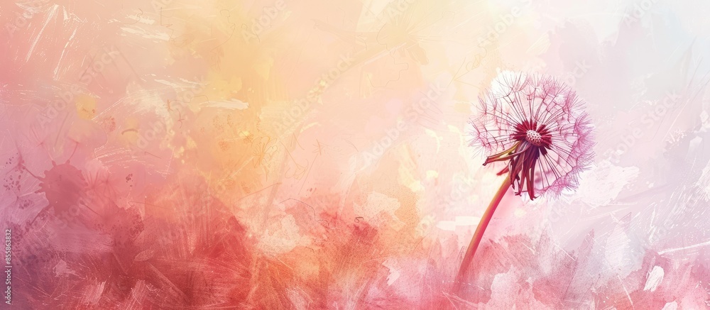 Poster Dandelion Pressed pastel background Pressed  Flower. with copy space image. Place for adding text or design