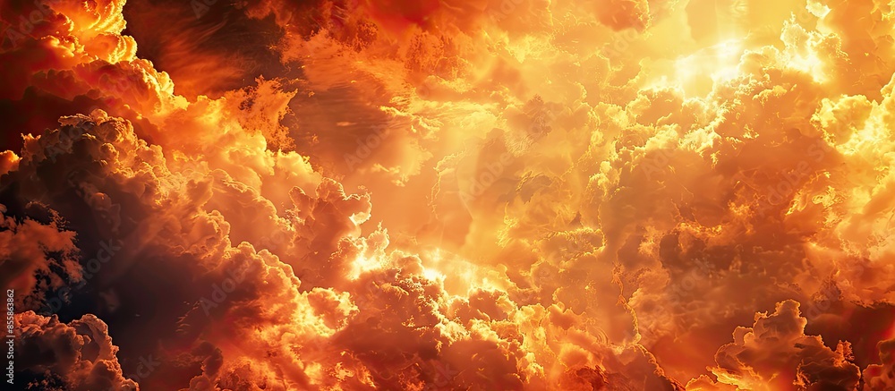 Aufkleber Dramatic fiery and cloudy ambient representing heaven and hell. Copy space image. Place for adding text or design