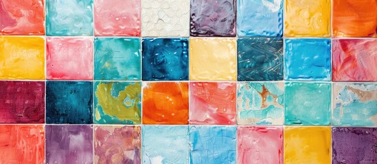 Colorful digital wall tiles design for bathroom. with copy space image. Place for adding text or design