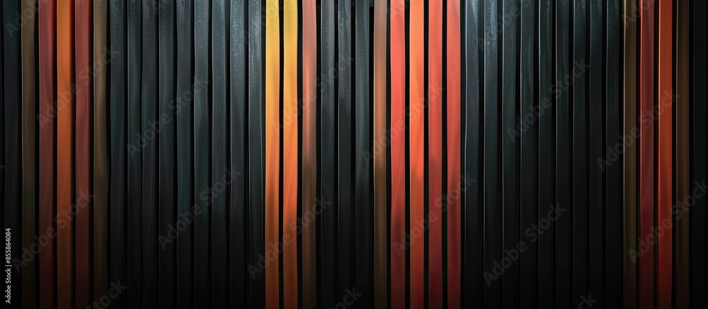Poster Stripe line pattern on dark black background abstract design of modern wall interior decoration. with copy space image. Place for adding text or design