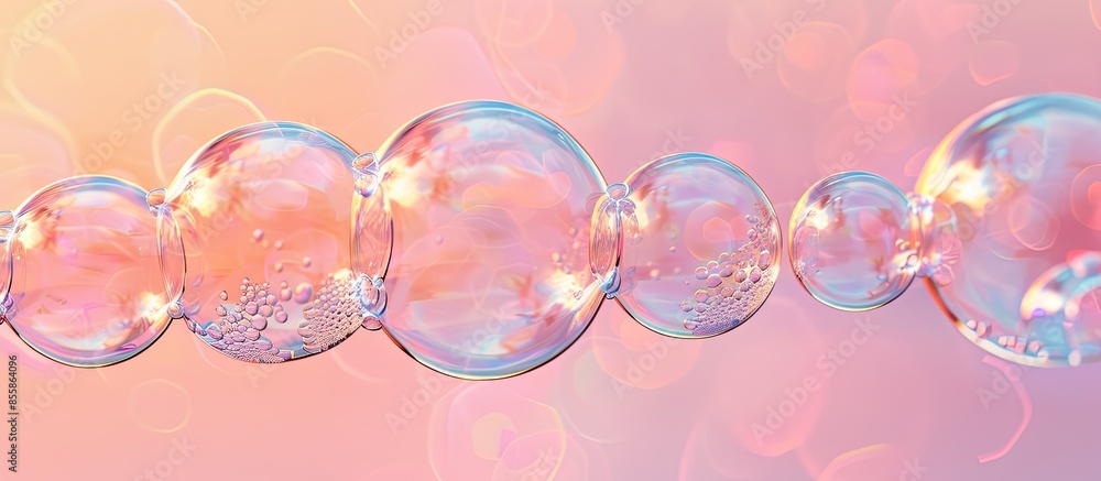 Poster close up to row of air bubble , isolated on pastel background. with copy space image. place for addi