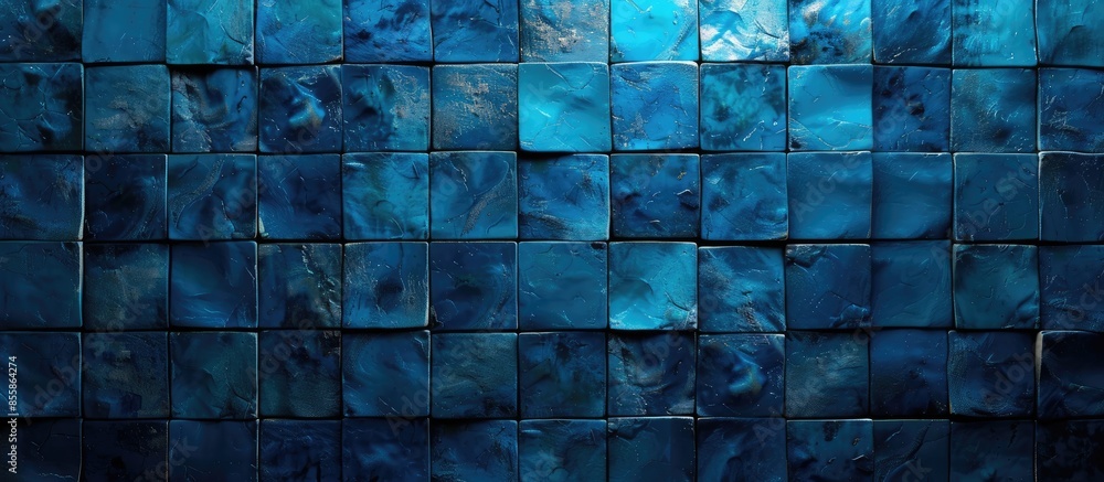 Poster Photo Picture of blue abstract tile texture background. with copy space image. Place for adding text or design