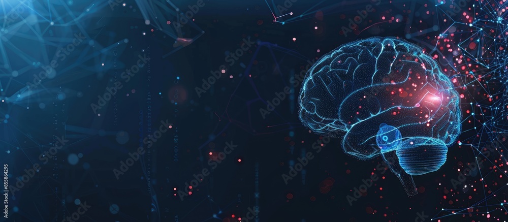 Aufkleber Future internet technology. Futuristic Cyber brain Web banner. Artificial intelligence business concept. Technology and engineering web background. Copy space image. Place for adding text or design
