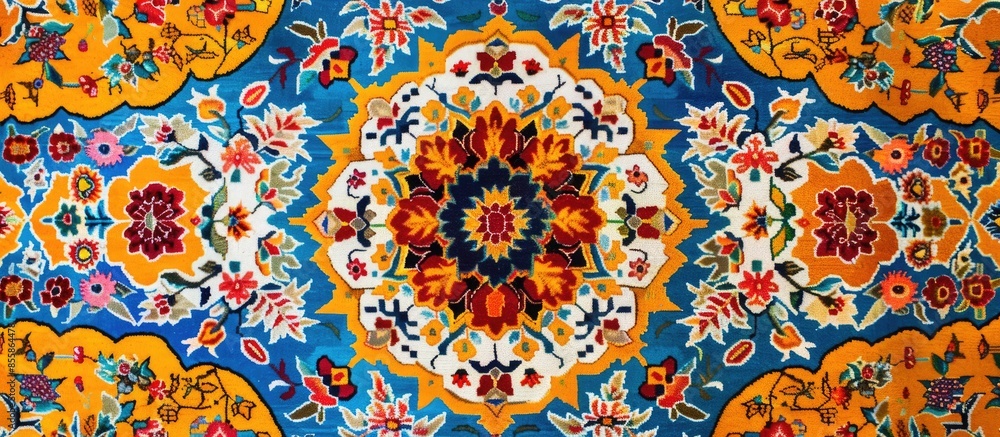 Poster suzani carpet pattern element - home interior element in uzbek culture. suzane . with copy space ima