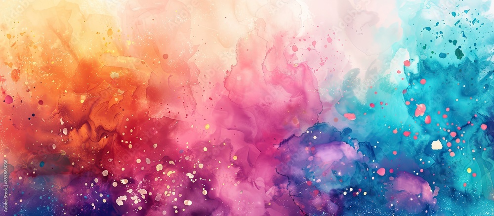 Poster colorful flowers background, watercolor digital print. with copy space image. place for adding text 