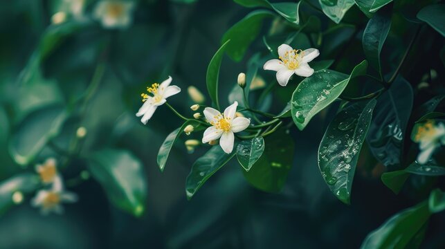 Water jasmine also known as Wrightia religiosa bloom during the early summer in tropical regions