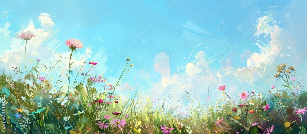 Fototapete summer meadow. with copy space image. place for adding text or design
