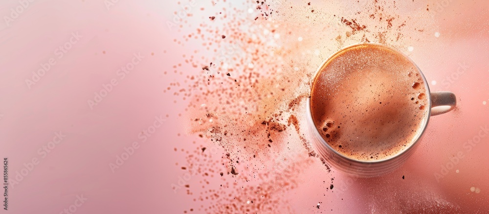 Poster Coffee flow with little sugar pastel background  Abstract. with copy space image. Place for adding text or design