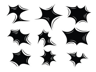 Vector set of comic book windows of different shapes and sizes. Black symbols on a white background. Design elements