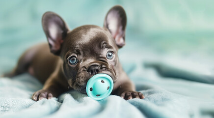 Puppy with pacifier