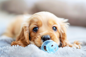 Puppy with pacifier