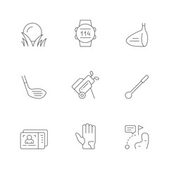 Set line icons of golf
