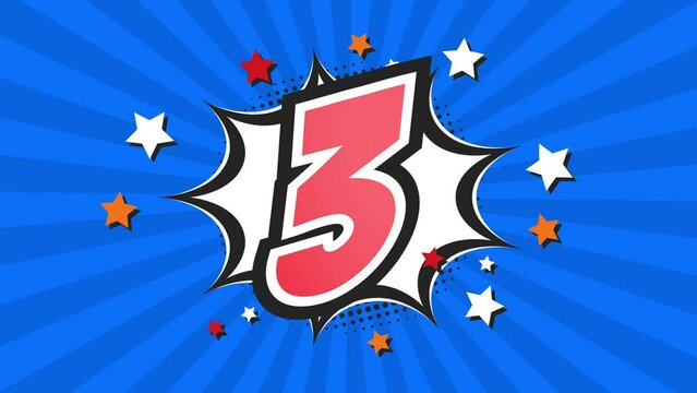 Animation of Number 3 - Three - 3rd third