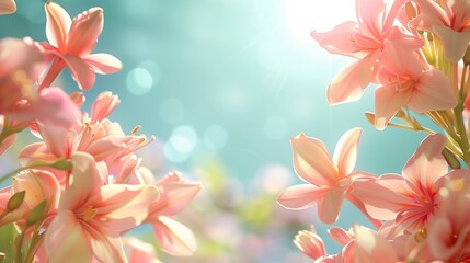 Fototapeta premium tuberose flowers frame in bright and shiny sky background